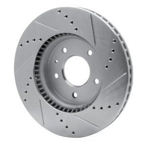 Chevrolet Captiva Brake Rotor (1) - Front Left - R1 Concepts - Drilled & Slotted - Silver - `07-`15